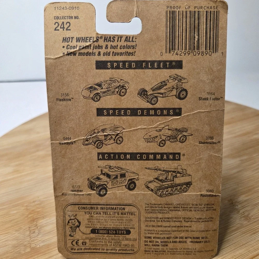 Hot Wheels 1993 Camaro collector number 242 Signed by Jack Baldwin